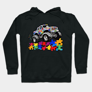 Kids Monster Truck Puzzles Cute Kids Autism Awareness Hoodie